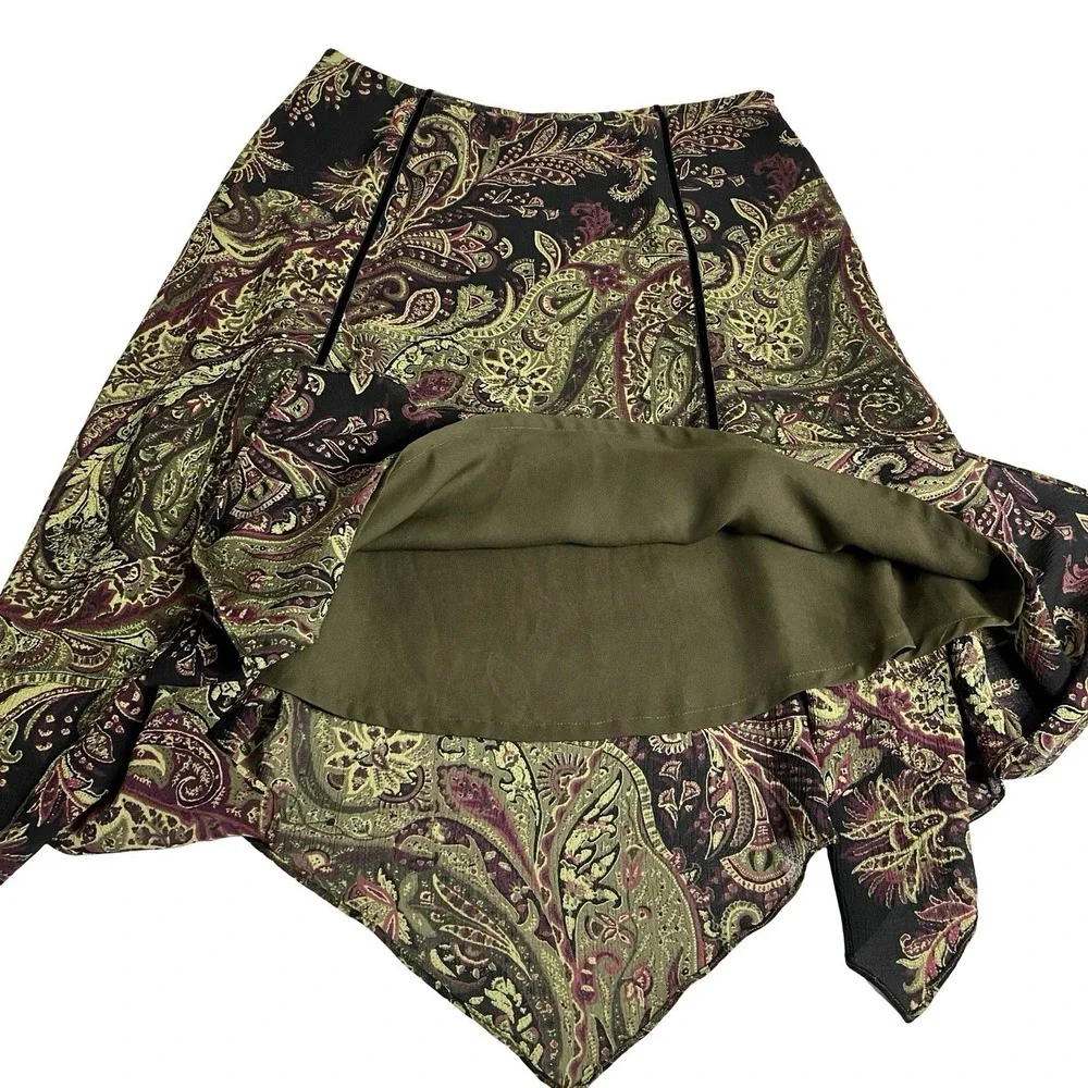 Y2K Studio Liz Claiborne Midi Skirt Petite 10 Paisley Asymmetric Fairy Grunge